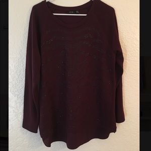 Apt 9 Long Sleeve Sweater Zebra Print Black Gems